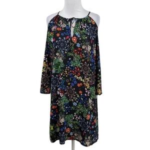 Alexia Admor Dress Womens Small‎ Black Ditsy Floral Cold Shoulder